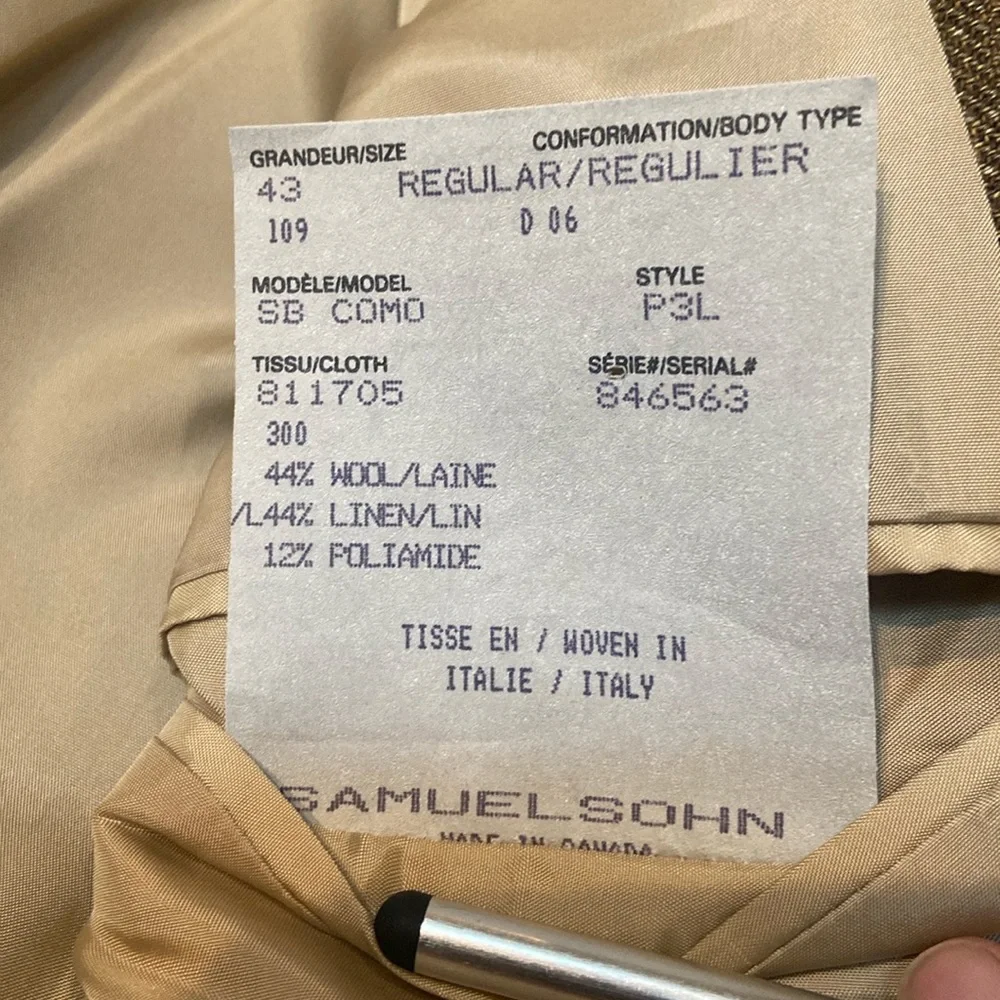 SAMUELSOHN Size 43R Sport Coat Wool Linen Poliamide Blend